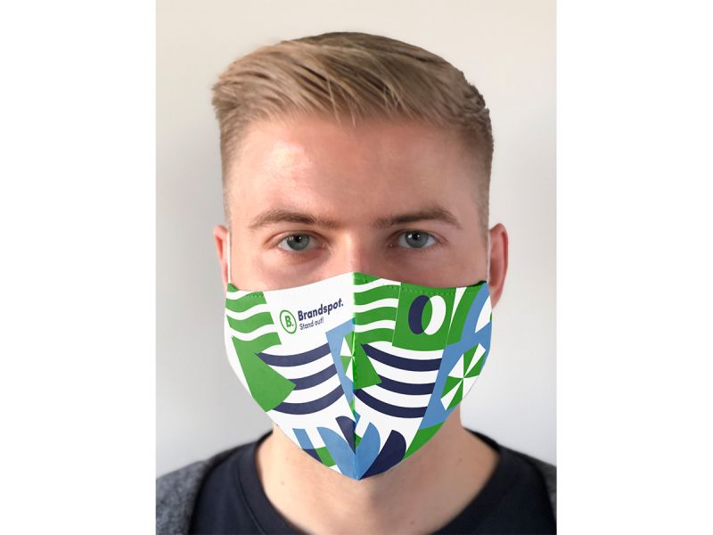 Bedrukte herbruikbare mondmaskers kapjes met logo, gepersonaliseerd