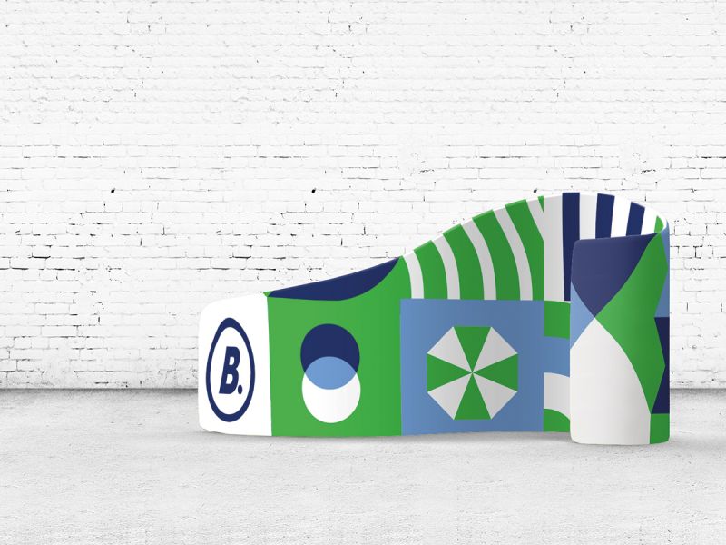 De Flexwall is de nieuwste generatie beurswanden met meesterlijk bedrukte textieldoeken in een slim aluminium profiel. 