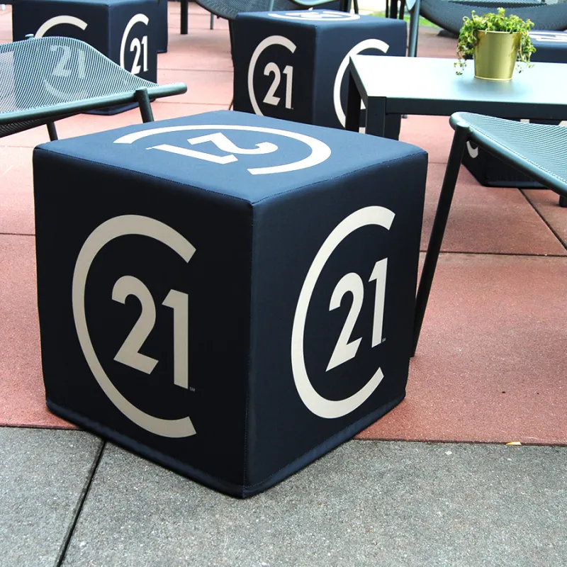 pouf , cube siège personnalisé, avec impression, avec logo