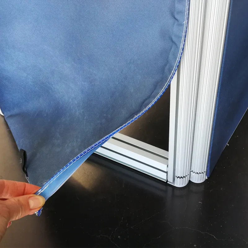 Promodesk met textielprint en legplank