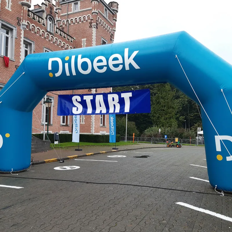 start finish publiboog bedrukt gebrand met eigen logo
