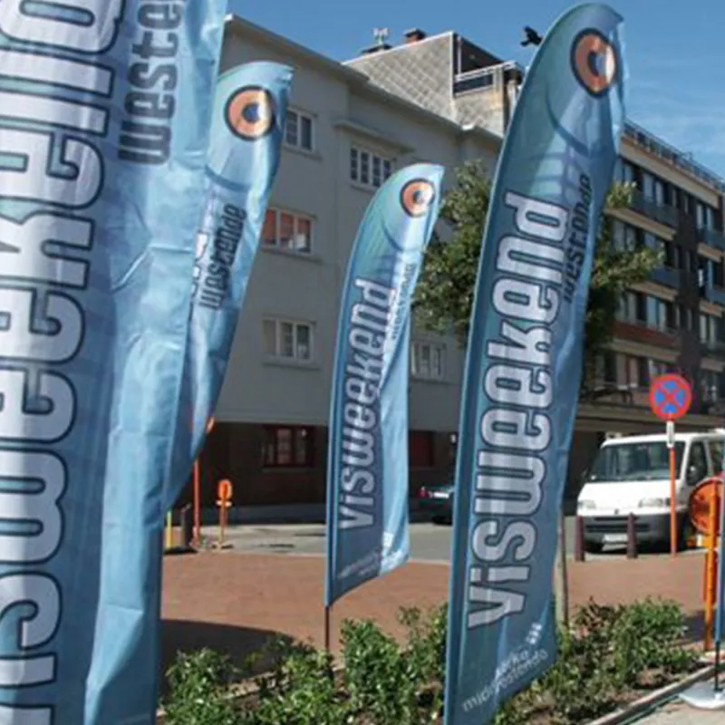  bedrukte Beach flags of beachflags met logo event