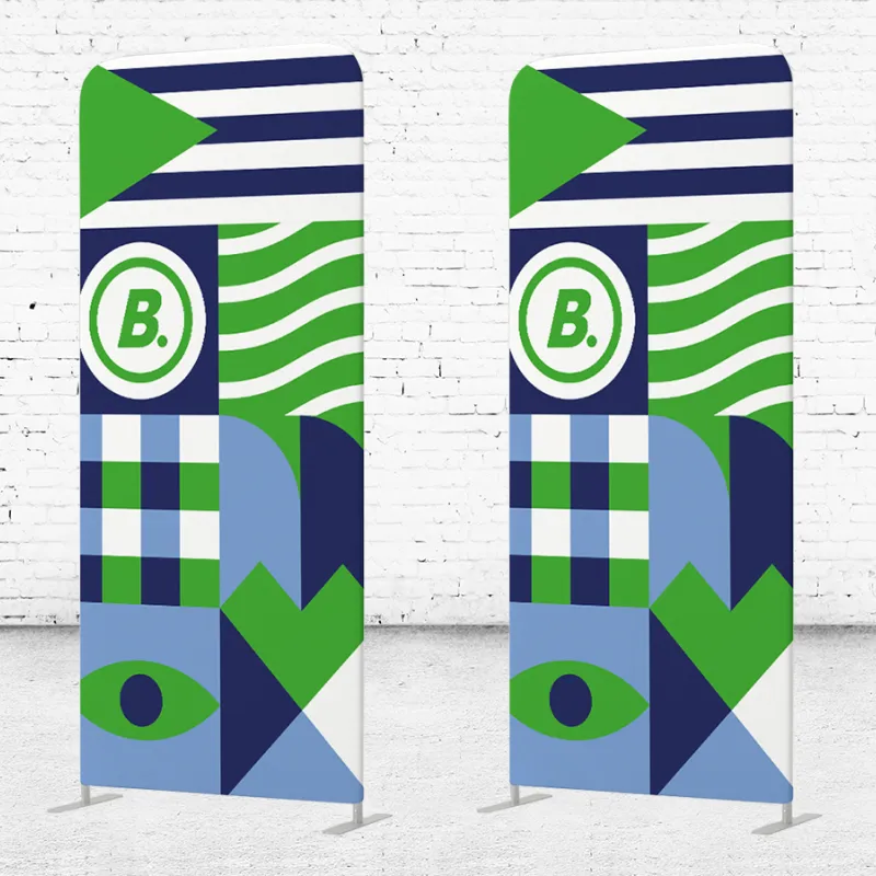 Flexwall exhibition wall with printed fabric cover, stretch textile frame