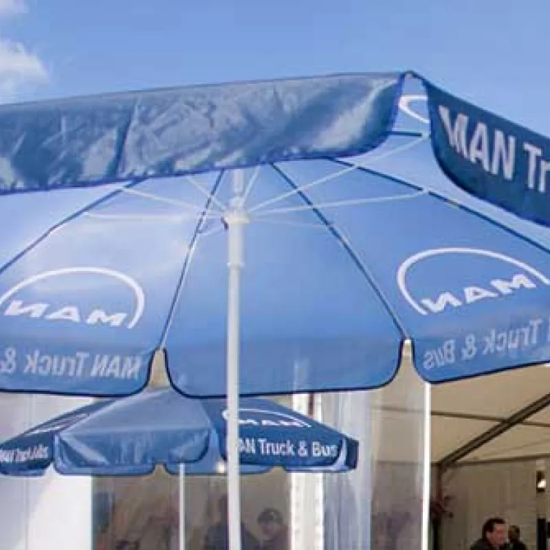 bedrukte parasol event en horeca