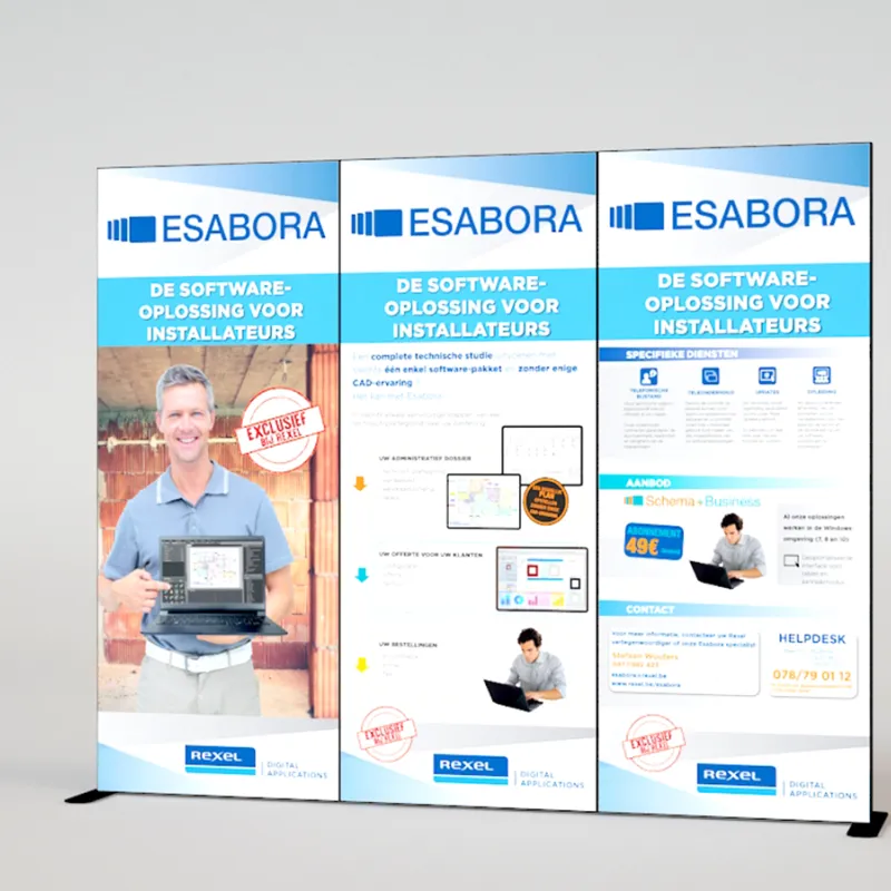 Beursstand Texframe Pro + counter voor Securitas