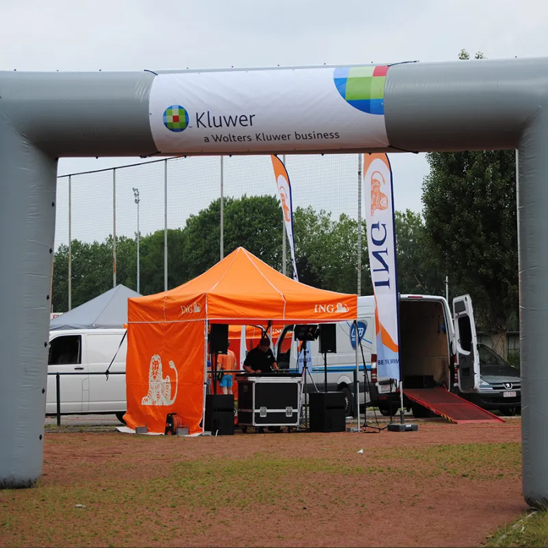 start finish publiboog bedrukt gebrand met eigen logo