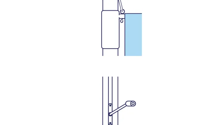 Mât avec potence hissable à manivel