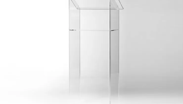 The modern design lectern stand with transparent construction