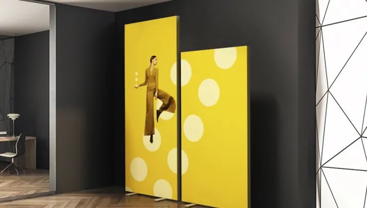 Texframe Expo quick, draagbare display met textielprint.