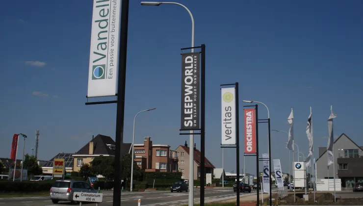 black pole banner steel