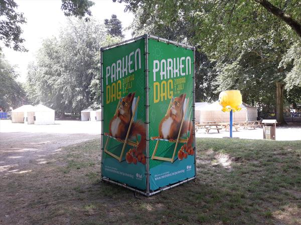 Mobiele kubus parkdag met frontlit of mesh spandoek