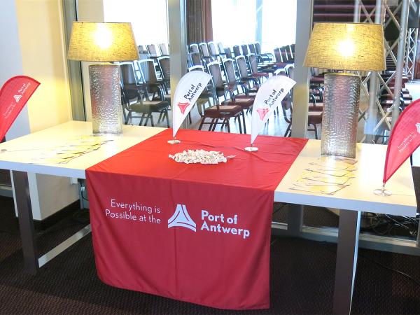 Customized table runner for Port of Antwerp