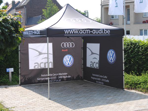 pop-up canopy tent completely printed and branded for ACM