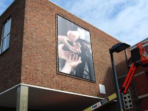 Spandoek in kader, standaard buizenframe