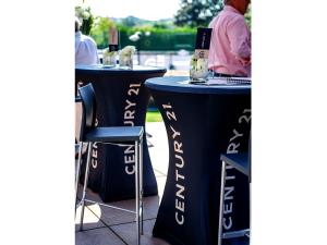 Custom printed bar table covers for Century 21