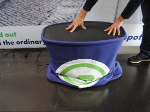 pop up counter already assembled in the tranportbag