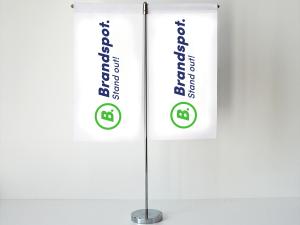 Dubbele tafelvlag, type banner met logo