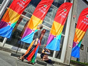  bedrukte Beach flags of beachflags met logo event