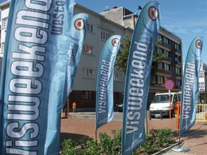 bedrukte Beach flags of beachflags met logo event