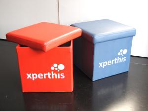 Personalised cube seat foldable in ecoleather