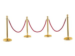 Poteau d'acceuil dorée avec corde rouge