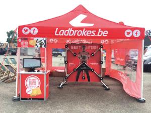 completely printed and branded canopy pop up tent Ladbrokes