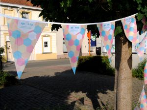 Flagline with polyester flags for Sporta