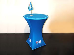 Custom printed bar table covers with  logo Brabant Wallon.