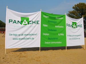 Bedrukte strandschermen strandzeil